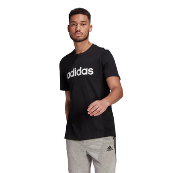 T-shirt nera adidas Essentials Embroidered Linear Logo, Abbigliamento Sport, SKU a722000092, Immagine 0